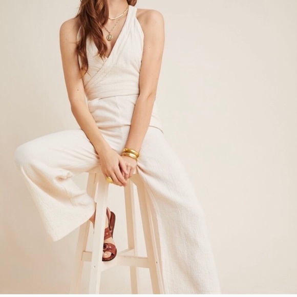 NWT Anthropologie Demi Cream Jumpsuit - Picture 1 of 7